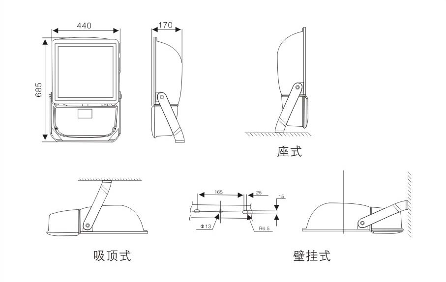 粉塵防爆內場強光泛光燈尺寸圖